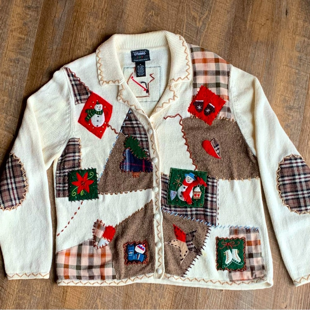 Designers Original Studio Joy Holiday Button Cardigan Size Medium